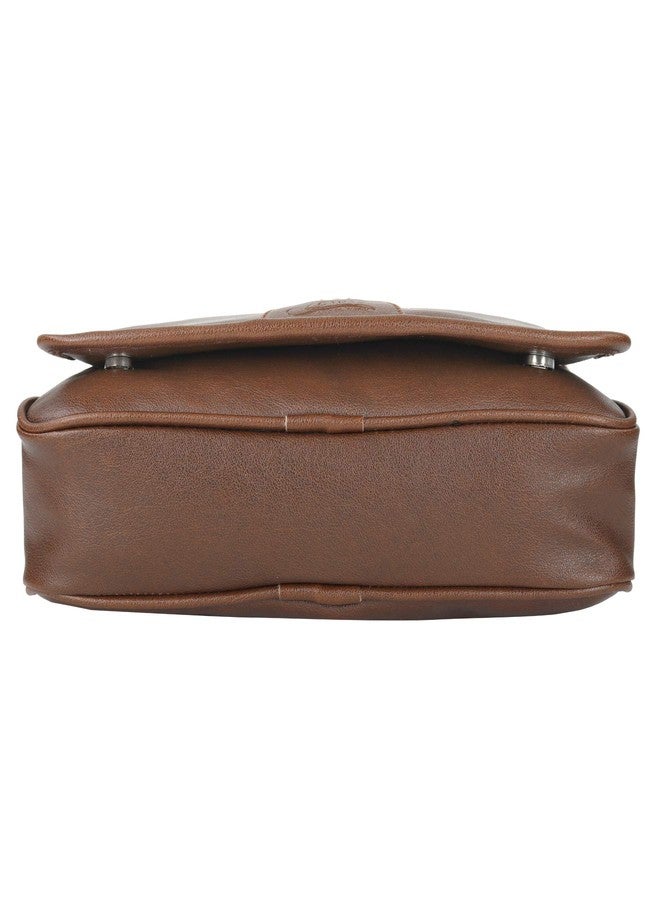 Leather World Tan 14.5 inch Pu Leather Unisex Laptop Bag for Men Office Bag for Men Messenger Bag - Image 4