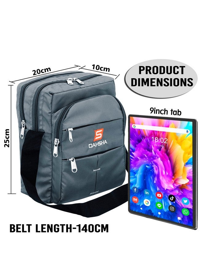DAHSHA Nylon Stylish Small Multi-Pocket Sling Cross Body Travel Office Business Messenger One Side Bag for Men & Women (Grey, 25 x 10 x 20 CM) - Image 2
