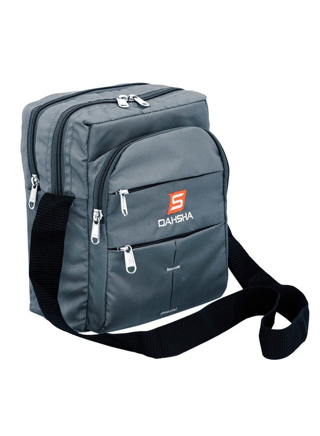 DAHSHA Nylon Stylish Small Multi-Pocket Sling Cross Body Travel Office Business Messenger One Side Bag for Men & Women (Grey, 25 x 10 x 20 CM) - Image 1