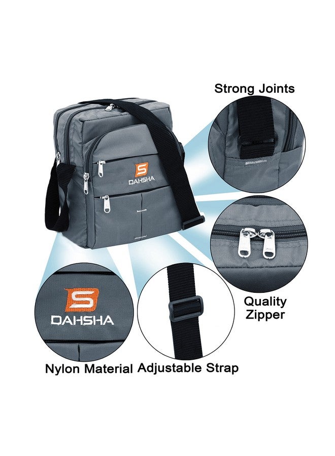 DAHSHA Nylon Stylish Small Multi-Pocket Sling Cross Body Travel Office Business Messenger One Side Bag for Men & Women (Grey, 25 x 10 x 20 CM) - Image 4