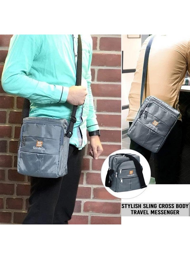 DAHSHA Nylon Stylish Small Multi-Pocket Sling Cross Body Travel Office Business Messenger One Side Bag for Men & Women (Grey, 25 x 10 x 20 CM) - Image 5