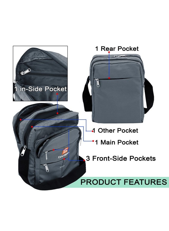 DAHSHA Nylon Stylish Small Multi-Pocket Sling Cross Body Travel Office Business Messenger One Side Bag for Men & Women (Grey, 25 x 10 x 20 CM) - Image 3