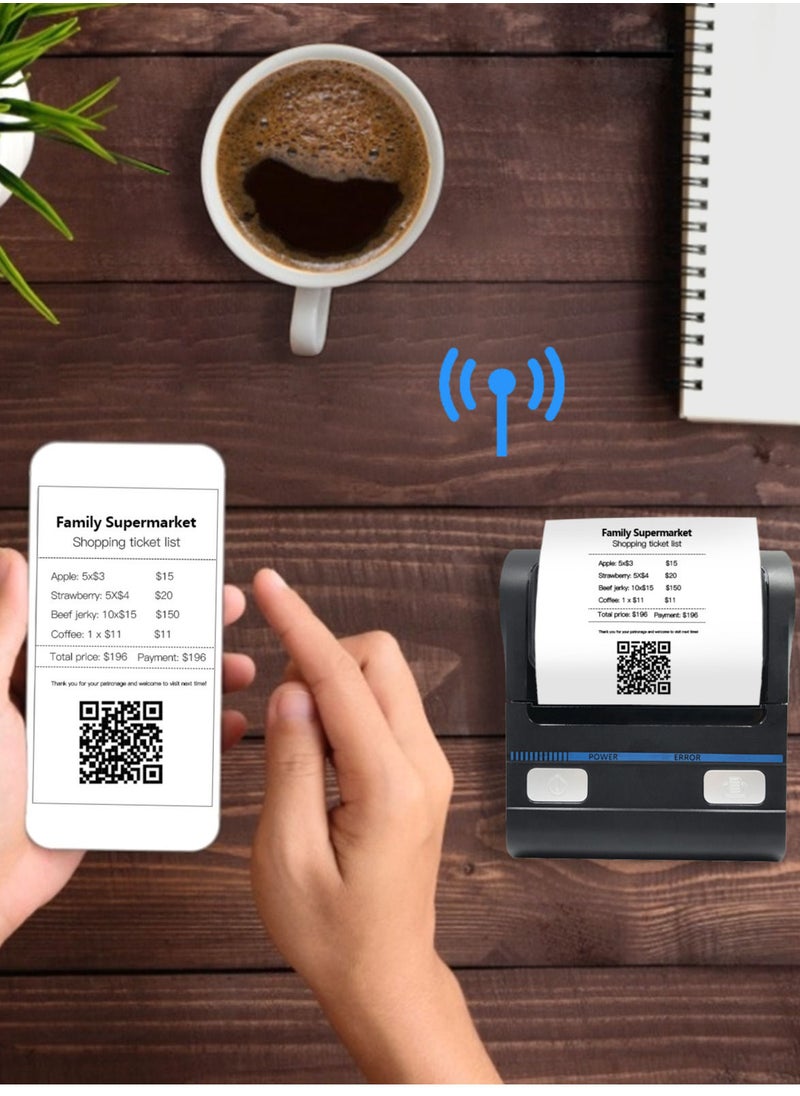 Milestone - Portable 80mm Receipt Printer Wireless BT Thermal Receipt Printer Mobile Bill Printer Compatible with Android/iOS/Windows System ESC/POS Print Command for Small Business Restaurant Retail Store - Image 1
