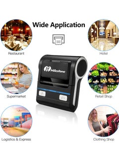 Milestone طابعة إيصالات محمولة مقاس 80 مم، طابعة إيصالات حرارية لاسلكية BT، طابعة فواتير متنقلة متوافقة مع نظام Android/iOS/Windows أمر الطباعة ESC/POS للشركات الصغيرة ومتجر بيع التجزئة  - Image 3