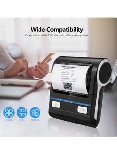 Milestone طابعة إيصالات محمولة مقاس 80 مم، طابعة إيصالات حرارية لاسلكية BT، طابعة فواتير متنقلة متوافقة مع نظام Android/iOS/Windows أمر الطباعة ESC/POS للشركات الصغيرة ومتجر بيع التجزئة  - Image 5