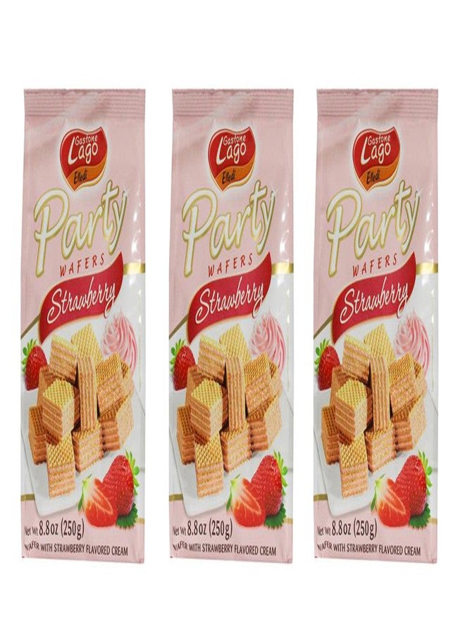 Lago Gastone Lago Party Wafers Cookies With Strawberry Cream Filling 8.82 oz, 250g (Pack of 3) (Strawberry, 3-Pack) - Image 1