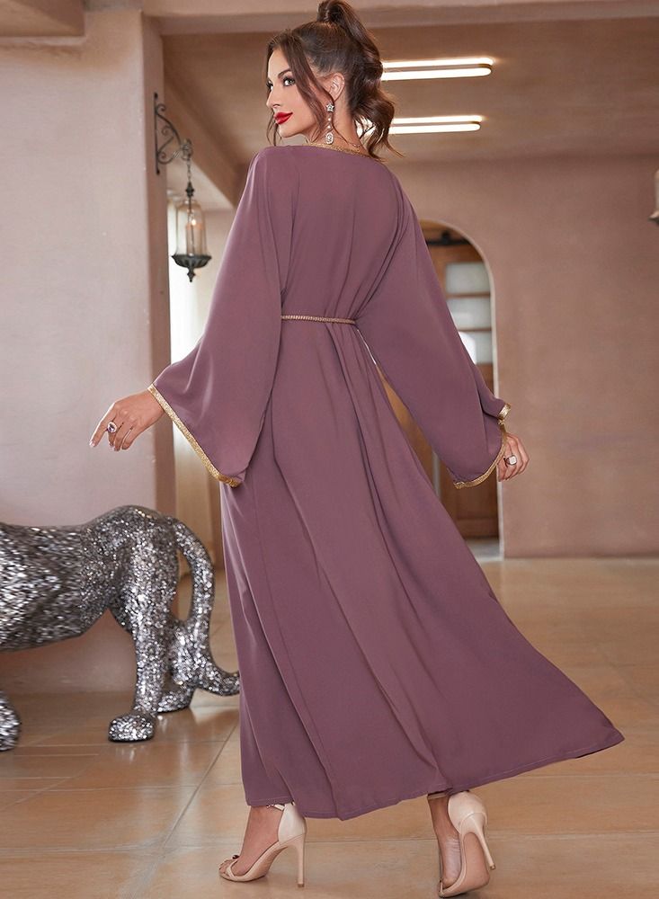 Loquat Southeast Asia Women's Dubai Travel New Sleeved Dress Purple  - Image 2