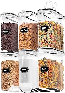 Skroam Skroam Cereal Containers Storage of 6 [4L/135.2 oz], Airtight Food Storage Containers with Pour Spout for Kitchen & - Image 1