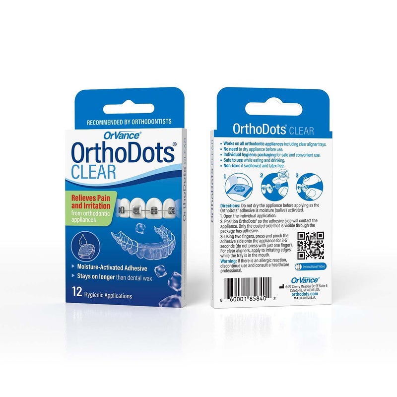 Orvance OrthoDots CLEAR – Moisture Activated Braces Wax Alternative for Pain Caused by Braces, Clear Aligner Trays, and Other Orthodontic Appliances. OrthoDots Stick Better and Stay on Longer than Dental Wax. - Image 2