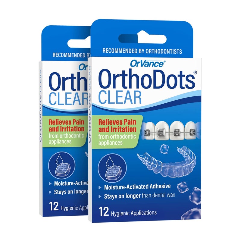 Orvance OrthoDots CLEAR – Moisture Activated Braces Wax Alternative for Pain Caused by Braces, Clear Aligner Trays, and Other Orthodontic Appliances. OrthoDots Stick Better and Stay on Longer than Dental Wax. - Image 1