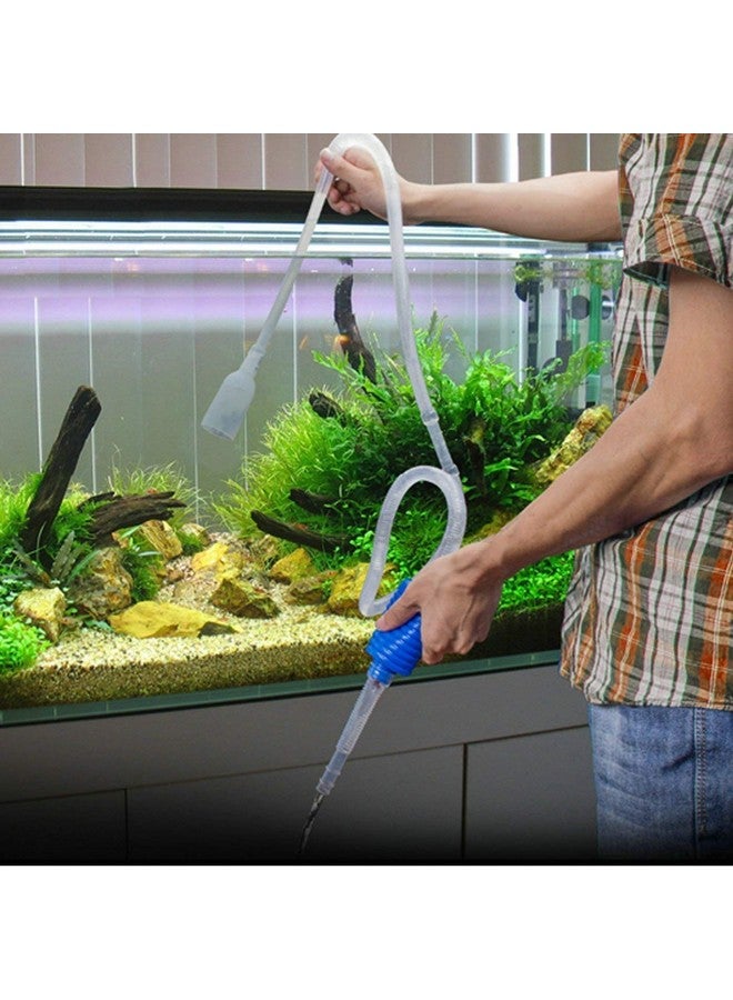 مضخة سيفون لتنظيف حوض السمك/حوض السمك بدون صمام، مكشطة الطحالب ومنظف حصى حوض السمك - (1.7 متر) مكنسة سيفون لتغيير/تصريف المياه - Image 5