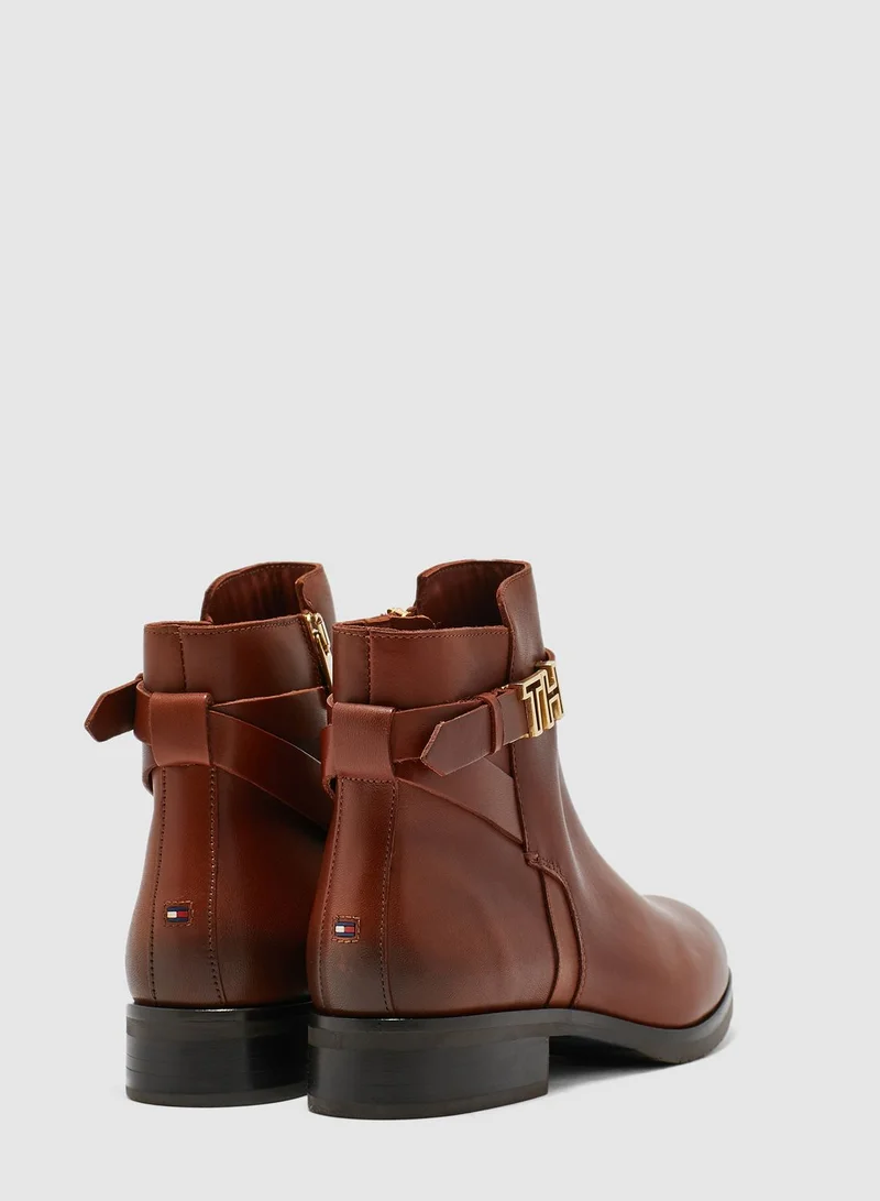 TOMMY HILFIGER Hardware Leatther Boot - Tan