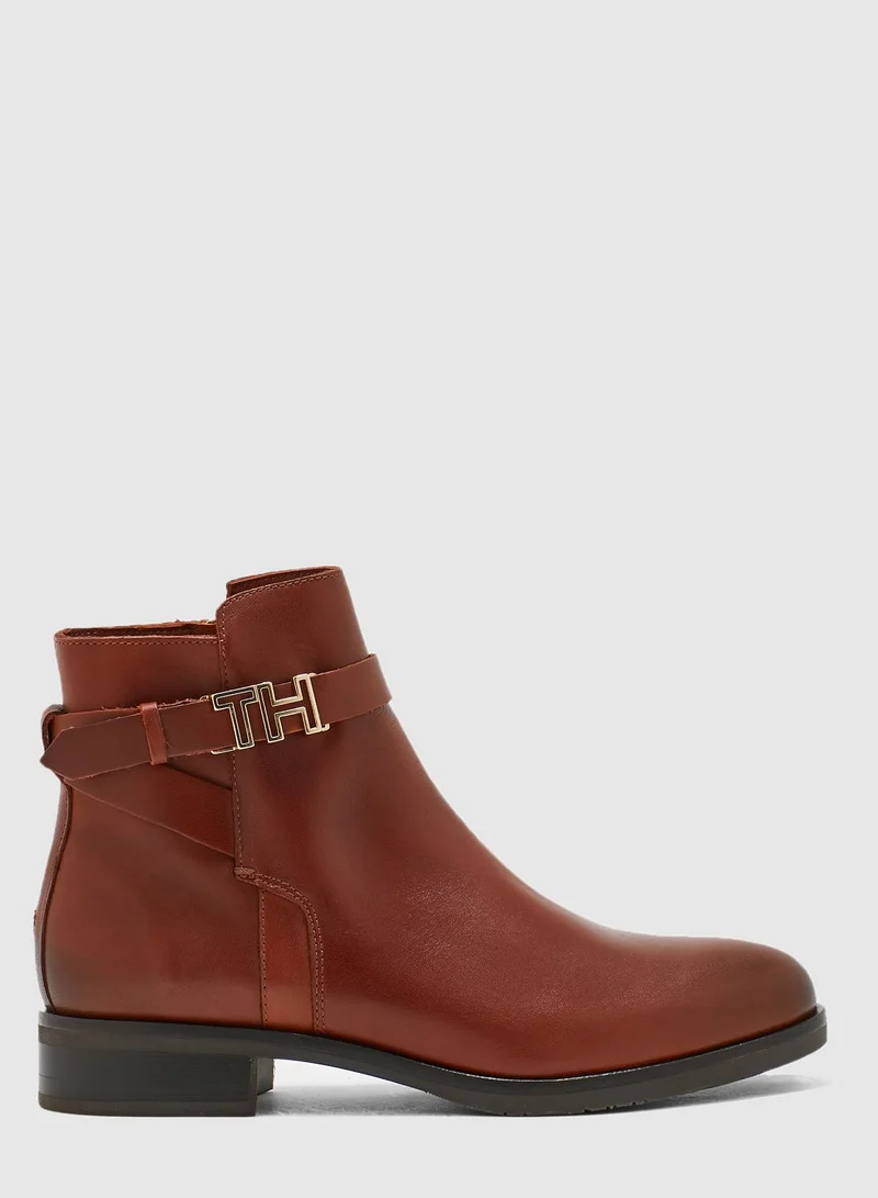 TOMMY HILFIGER Hardware Leatther Boot - Tan