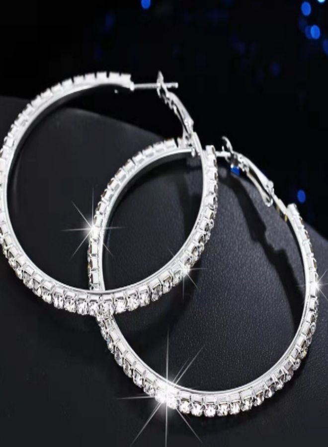 925 Sterling Silver Large Rhinestone Hoop Earrings for Women Girls Big Sparkly CZ Hoops Earring for Womens Thin Gold Plated Hoops Lightweight Hypoallergenic Non Tarnish Gifts  - Image 2