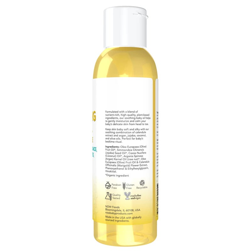 now زيت الأطفال المهدئ NOW، خالي من العطور، بدون عطر صناعي، بدون بارابين، أو فثالات، أو بترولات، 4 أونصات - Image 2