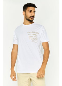 Gazzarrini Men Round Neck Graphic Print Short Sleeves T-shirt, White  - Image 1