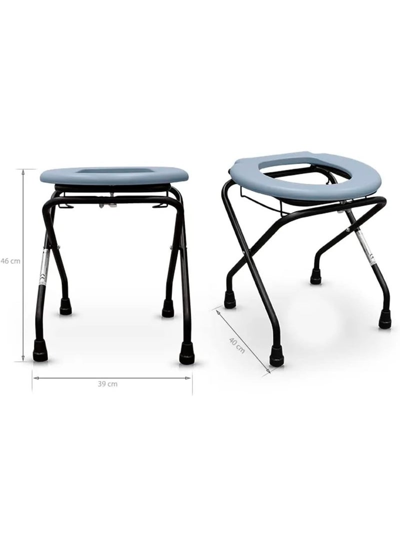 الغافة كرسي حمام محمول قابل للطي مع دلو وبدون مسند ظهر للتخييم والاستخدام الخارجي - Image 2