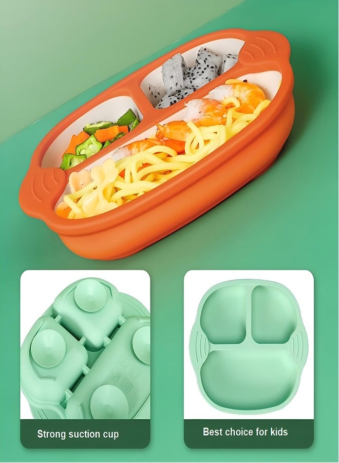 yomith Plates for Baby, Silicone Dishes for Toddlers Infant Kids, Divided Suction Plate Baby Dish, Non-Slip, Non-Toxic, BPA Free (Green) - Image 5