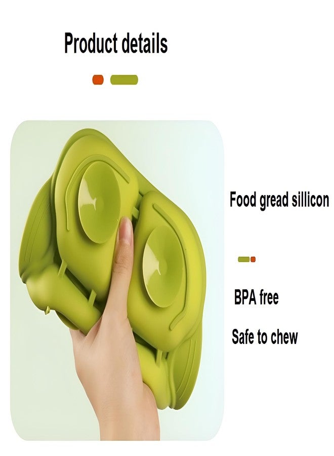 yomith Plates for Baby, Silicone Dishes for Toddlers Infant Kids, Divided Suction Plate Baby Dish, Non-Slip, Non-Toxic, BPA Free (Green) - Image 4