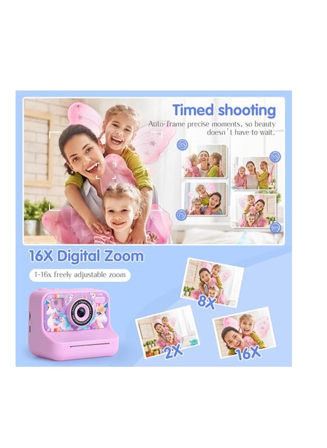 بلو فاير العنوان بالعربية: كاميرا طباعة فورية للأطفال بدقة 1080P مع تصوير رقمي، مشغل MP3، ألعاب، وبطارية قابلة للشحن – لعبة ممتعة للأولاد والبنات  - Image 2