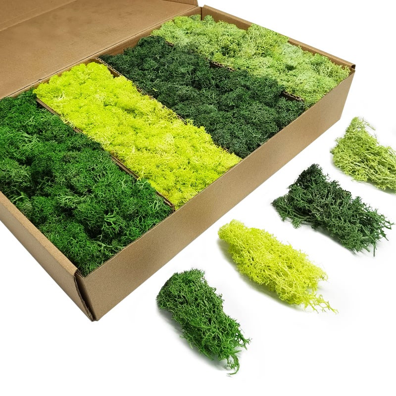 TurelinnG Preserved Moss 4 Color Reindeer Craft Moss, Total 14 OZ Each Color 3.5 OZ, Fake Moss Suitable for Flowerbeds, Crafts, Home Office Artistic Decoration (4 Colors) - Image 1