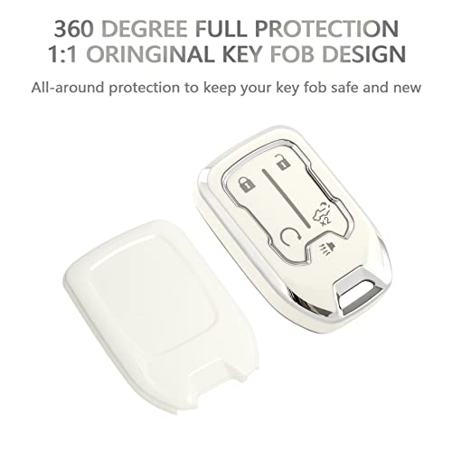 OFFCURVE غطاء مفتاح متوافق مع GMC، غلاف مفتاح لسيارات شيفروليه سوبربان، تاهو، تيرين، أكاديا، يوكون، سيلفرادو، GMC سييرا 1500 2500HD 3500HD، ملحقات السيارة، واقي مفتاح ذكي، أبيض - Image 3