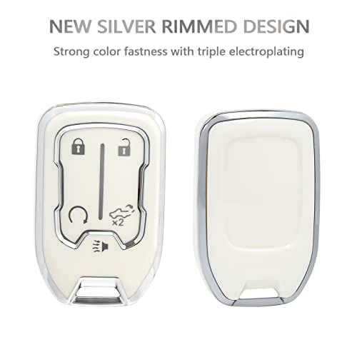 OFFCURVE غطاء مفتاح متوافق مع GMC، غلاف مفتاح لسيارات شيفروليه سوبربان، تاهو، تيرين، أكاديا، يوكون، سيلفرادو، GMC سييرا 1500 2500HD 3500HD، ملحقات السيارة، واقي مفتاح ذكي، أبيض - Image 4