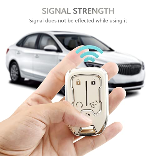 OFFCURVE غطاء مفتاح متوافق مع GMC، غلاف مفتاح لسيارات شيفروليه سوبربان، تاهو، تيرين، أكاديا، يوكون، سيلفرادو، GMC سييرا 1500 2500HD 3500HD، ملحقات السيارة، واقي مفتاح ذكي، أبيض - Image 5