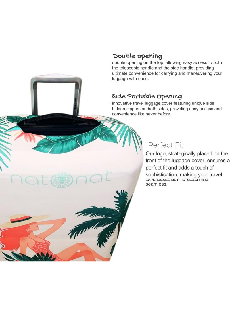 natOnat Travel Luggage Cover Protector - Suitcase Cover with Coloured Pattern- Stretchy, Washable Spandex & Polyester - Protects Against Dirt & Scratches - Solora Design - Fits 65-70 CM Height ( Large ) - Image 5