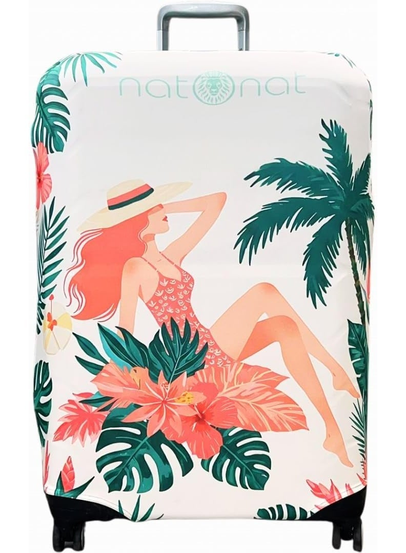natOnat Travel Luggage Cover Protector - Suitcase Cover with Coloured Pattern- Stretchy, Washable Spandex & Polyester - Protects Against Dirt & Scratches - Solora Design - Fits 65-70 CM Height ( Large ) - Image 1