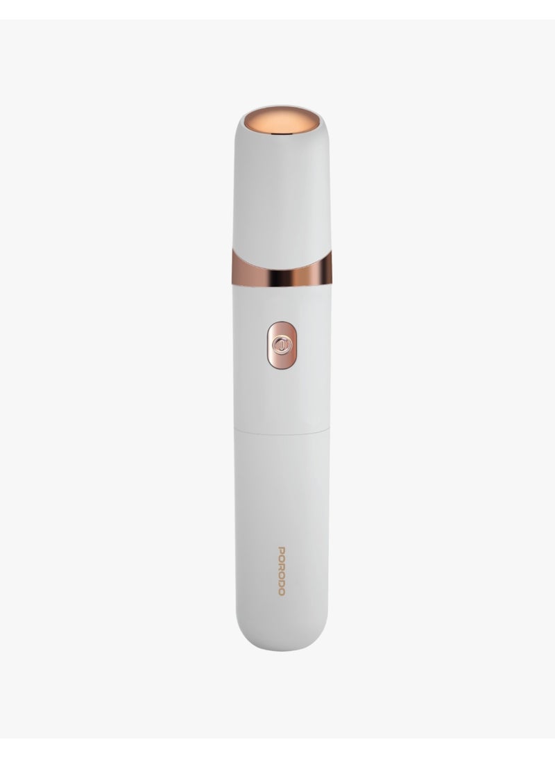 porodo Lifestyle 2 In 1 Electric Facial Hair Epilator For Ladies / Gentle Face Hair Removal / Type-C Charging Interface / Protective Cover / Built-In LED Light / 60 minutes Working Time - White - Image 1