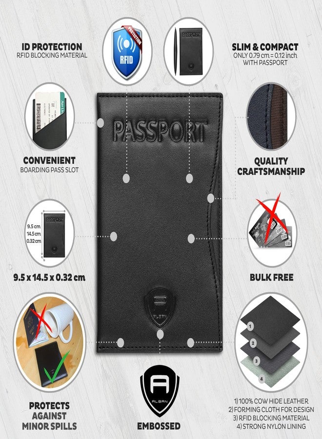 Alban RFID Passport Holder Women Men RFID Blocking Travel Passport Wallet Case Genuine Leather Passport Cover porta pasaporte - Image 3
