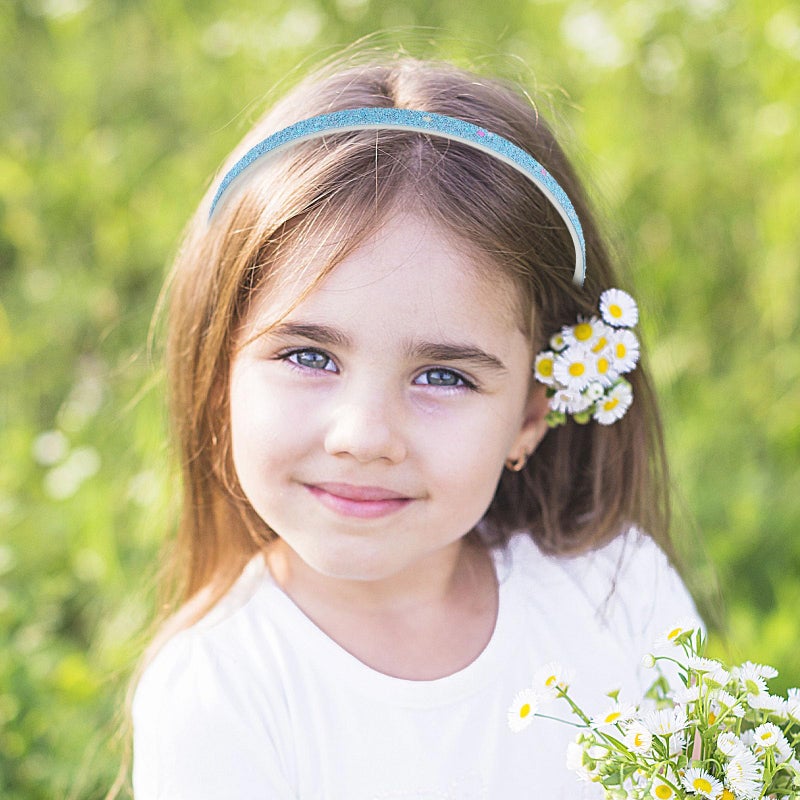 WLLHYF Glitter Headband, 4pcs Plastic Sparkly Cute Non Slip Chunky Hairbands, Thick Bling Confetti Rainbow Hair Bands with Teeth, Little Girls Colorful Hair Accessories - Image 5