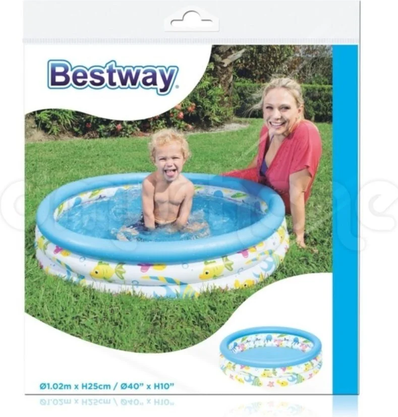 Bestway Blue Beach Ball and Drowning Patterned Children's Pool 10 2x 25 cm Pump Not Included
