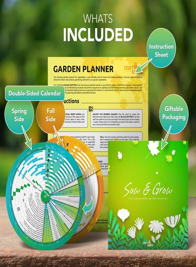 CraftSaints Garden Planner, Vegetable Planting Chart Wheel, Perpetual Outdoor & Indoor & Greenhouse Plant Care Guide, Homestead Planting Almanac, Essential Accessory for Gardeners & Farmers - Image 5