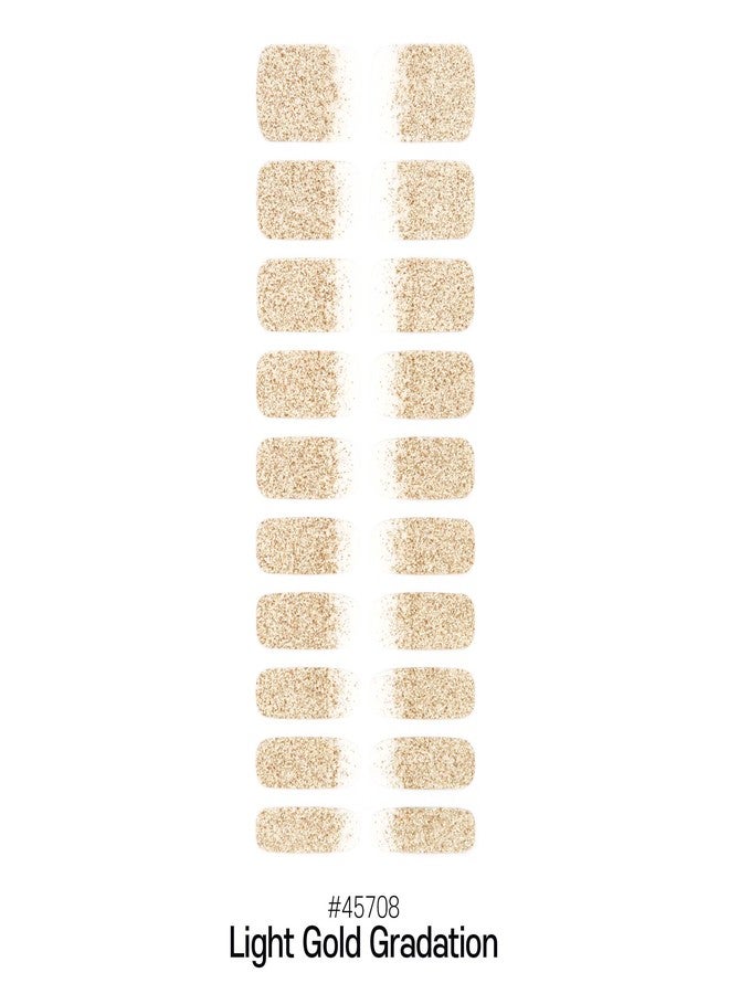 Laflare Gel Glossy Nail Strips, Self Adhesive Gel Nail Art Decals Polish Stickers with 20 Pcs Double-End Strips Glitter False Nails Including Trimming File (R45708 - Light Gold Gradation) - Image 2