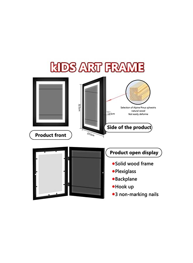 Zaboon Art Frames,Front Opening Kids Art Display Frames,Changeable Childrens Artwork Storage A4 Picture Frames,Artwork Display Storage Frames for Drawings, Artworks, Art Projects, Schoolwork (Wood) - Image 3