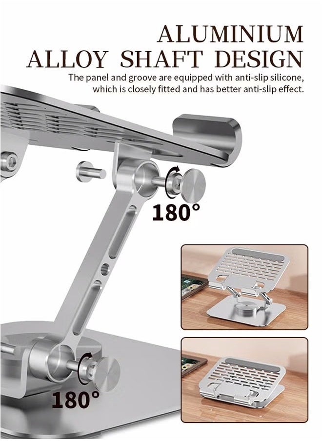 360° Rotating Laptop Stand, Adjustable Height Folding Computer Holder, Stable & Heat Dissipation, Compatible with 10-10.5 Inch PC