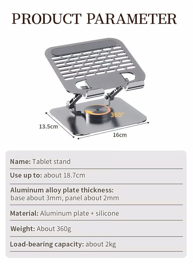 360° Rotating Laptop Stand, Adjustable Height Folding Computer Holder, Stable & Heat Dissipation, Compatible with 10-10.5 Inch PC