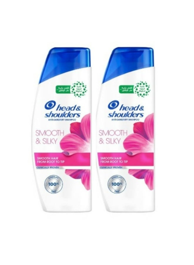 Head & Shoulders Smooth & Silky Anti-Dandruff Shampoo, 375ml Pack of 2