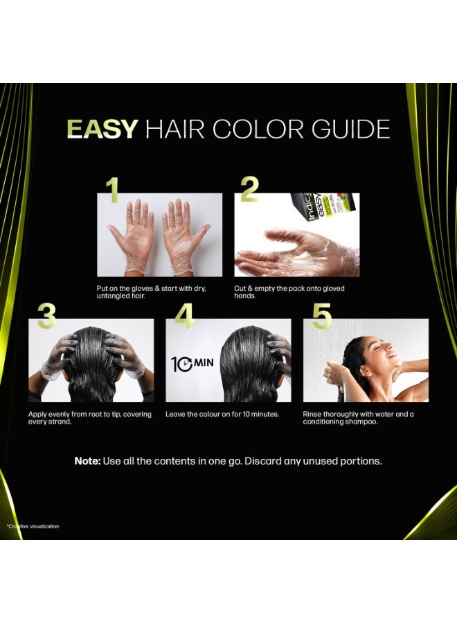 Indica Easy Do-It-Yourself Hair Color Shampoo Pump Pack with 5 Herbal Extracts and 100% Ammonia Free, Long Lasting Formula, 180 ML - Natural Black Colour (Gloves Included) - Image 3
