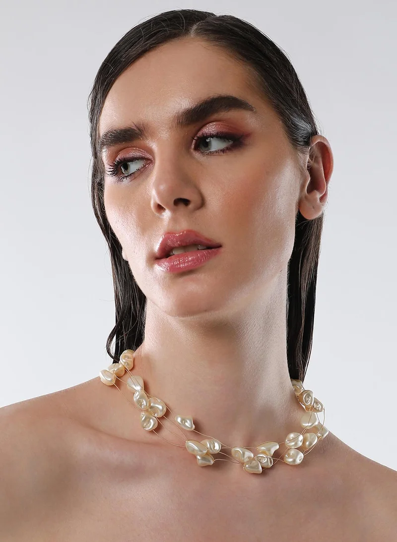 SOHI Small Riviera Collar Layered Pearl Artificial Necklace Jewellery