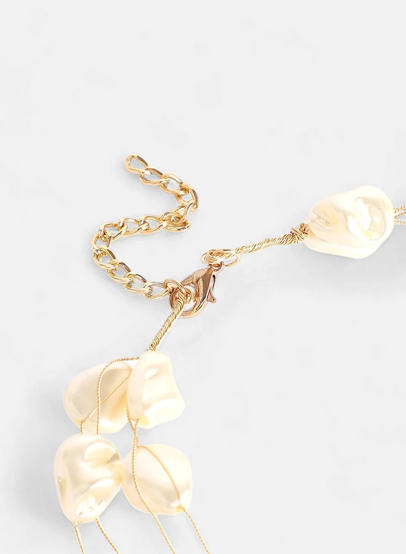 SOHI Small Riviera Collar Layered Pearl Artificial Necklace Jewellery