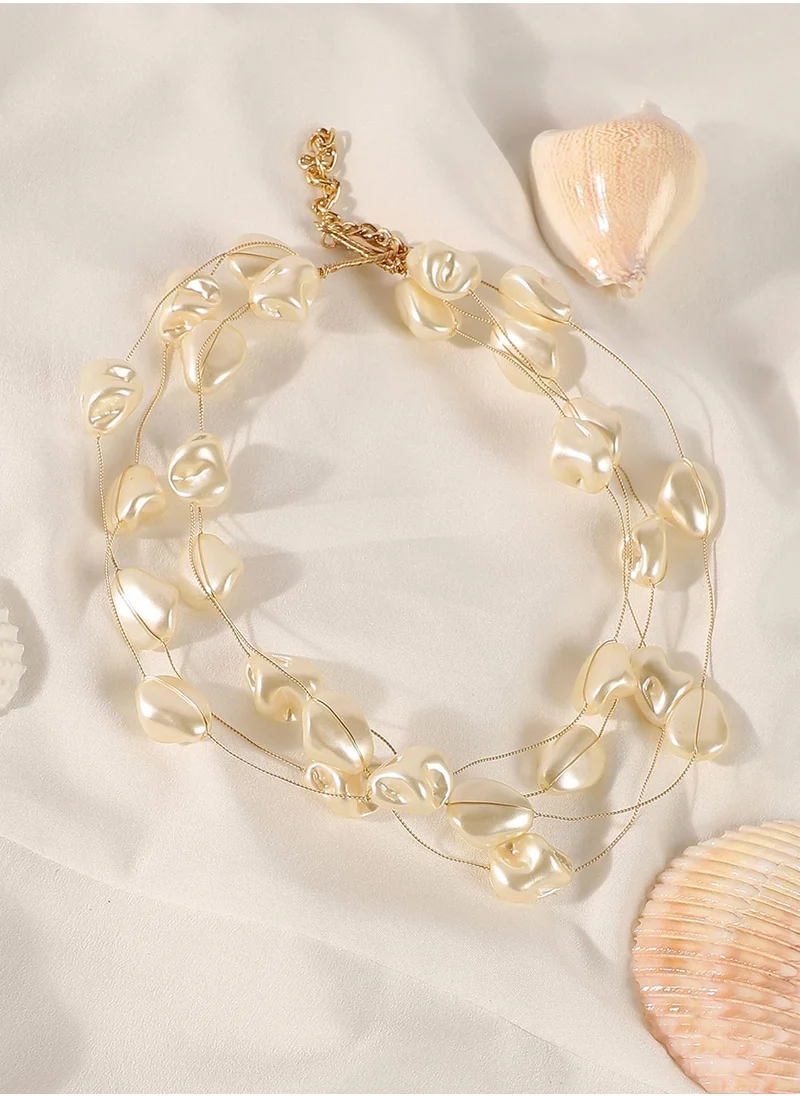 SOHI The Small Riviera Collar Layered Pearl Necklace
