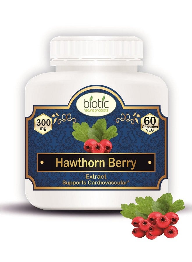 Biotic Natural Hawthorn Berry Capsules 300mg Extract - 60 Veg Capsules - Image 1