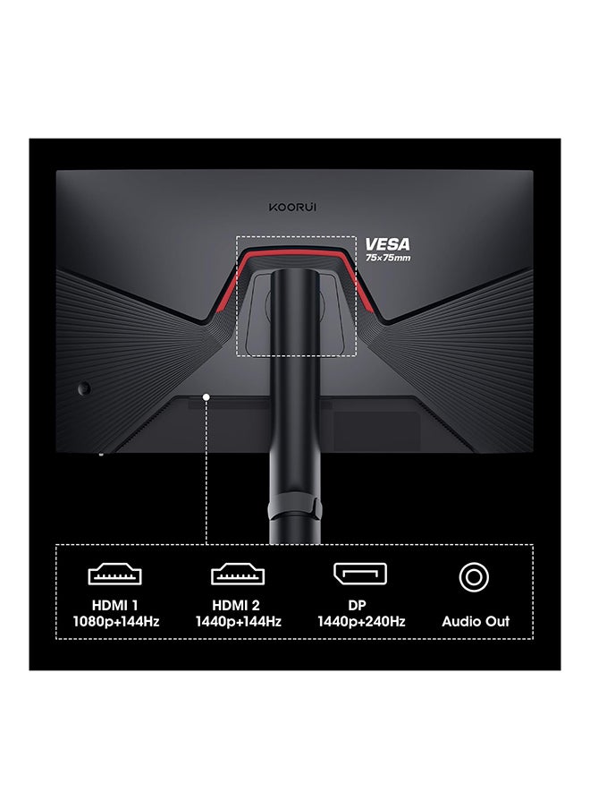 KOORUI - 27 inch Gaming Monitor - WQHD (2560x1440) Computer Monitor, 240Hz, 1ms, Extreme Low Motion Blur, Adaptive Sync, HDR400, HDMI DisplayPort 2K Monitor, VESA Mountable, Black 27E3QK - Image 1