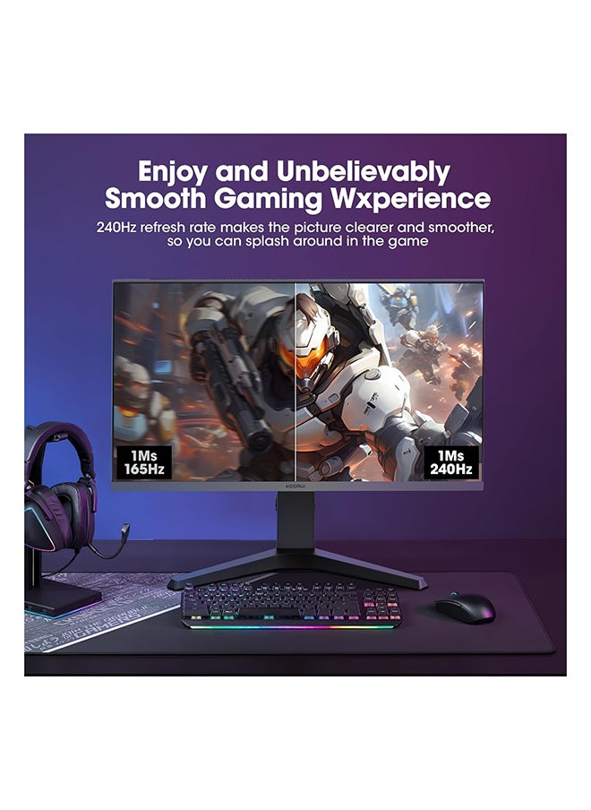 KOORUI - 27 inch Gaming Monitor - WQHD (2560x1440) Computer Monitor, 240Hz, 1ms, Extreme Low Motion Blur, Adaptive Sync, HDR400, HDMI DisplayPort 2K Monitor, VESA Mountable, Black 27E3QK - Image 1
