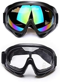 Motorcycle Glasses UV Protection Windproof Anti-Glare Lenses Bike Goggles Ski Goggles Snow Goggles 2 Pack
