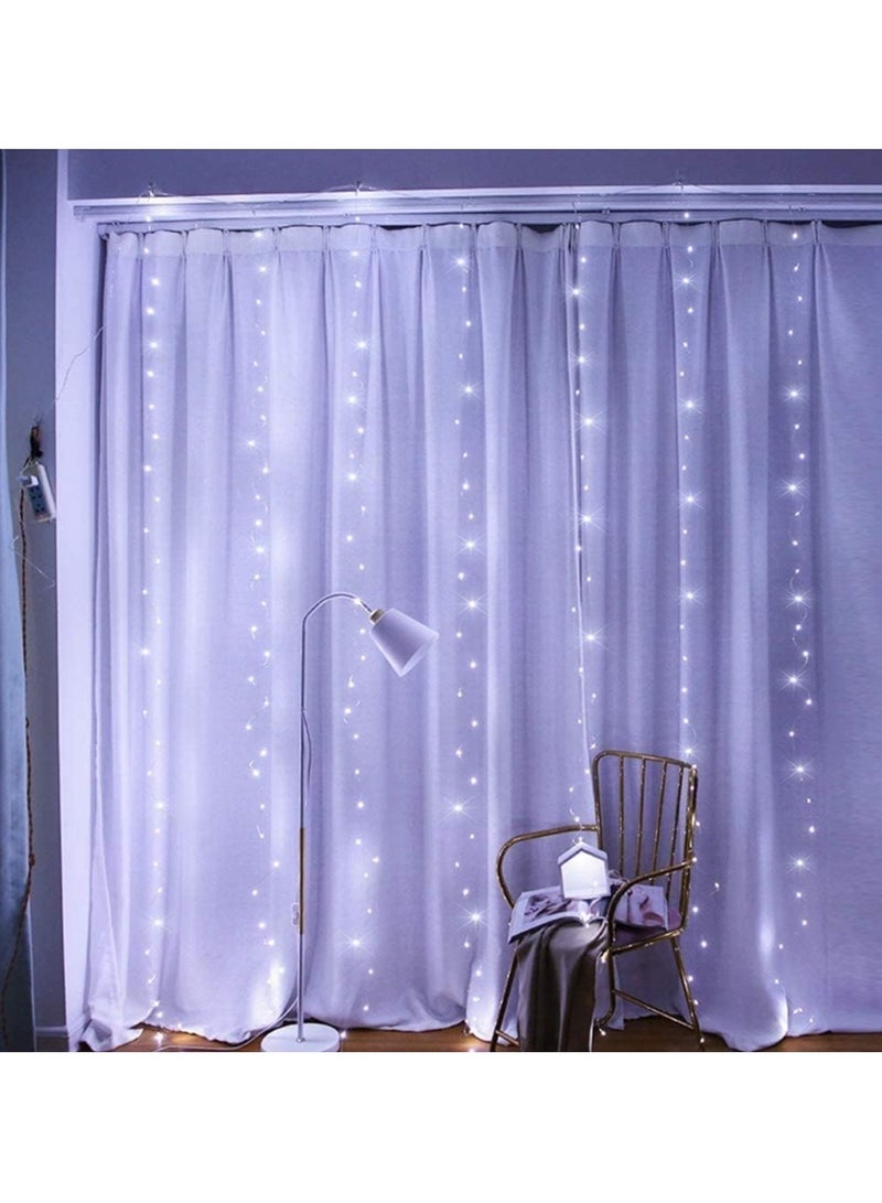 AROAQ Fairy Curtain Lights 300 LED Window Curtain String Light Wedding Party Home Garden Bedroom Outdoor Indoor Wall Decorations (White) - Image 3