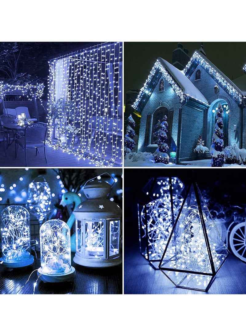 AROAQ Fairy Curtain Lights 300 LED Window Curtain String Light Wedding Party Home Garden Bedroom Outdoor Indoor Wall Decorations (White) - Image 4